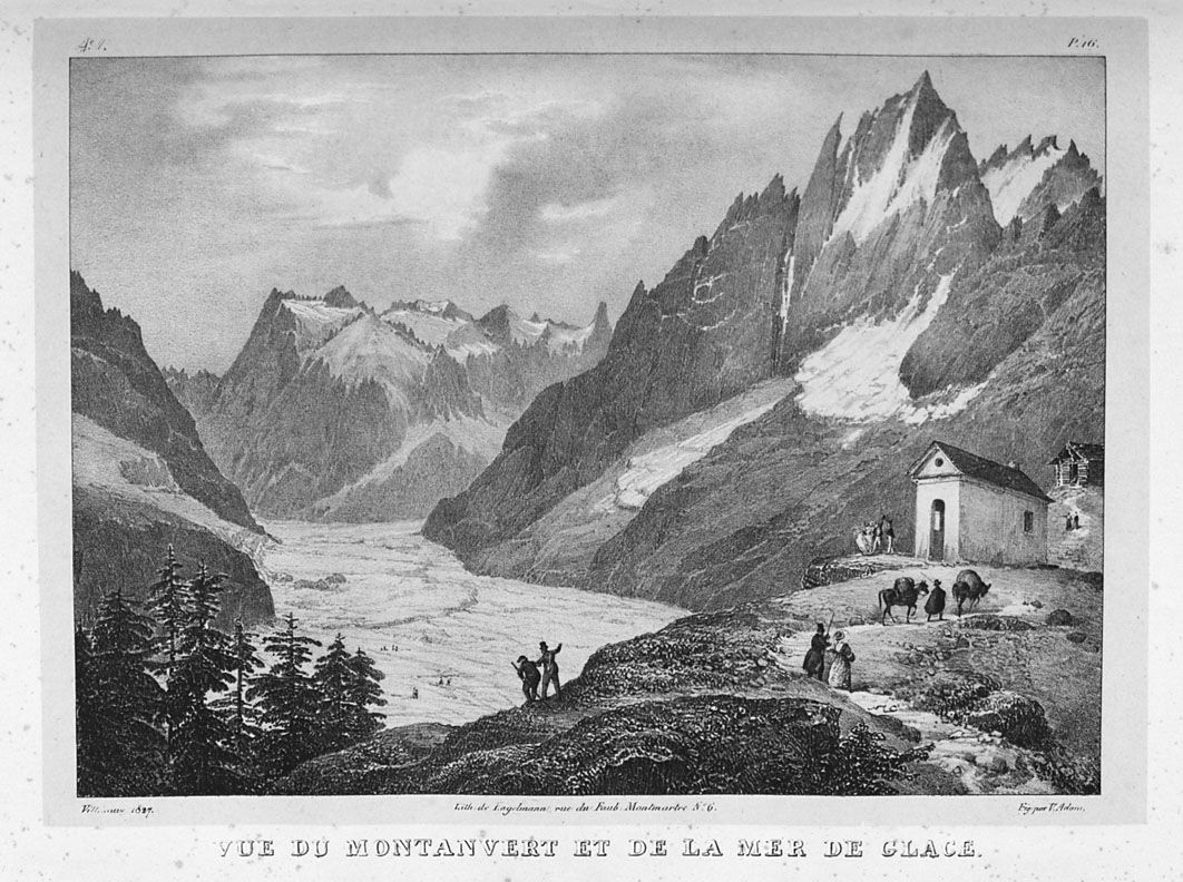 Vue du Montanvert et de la mer de glace