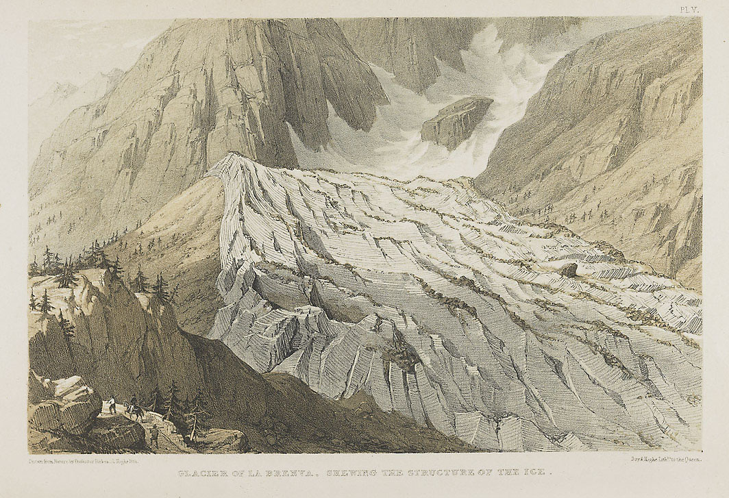 The Glacier of La Brenva, showing the Structure of the Ice