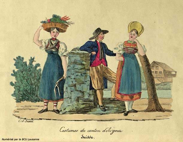 Costumes du canton d'Argovie. Suisse.