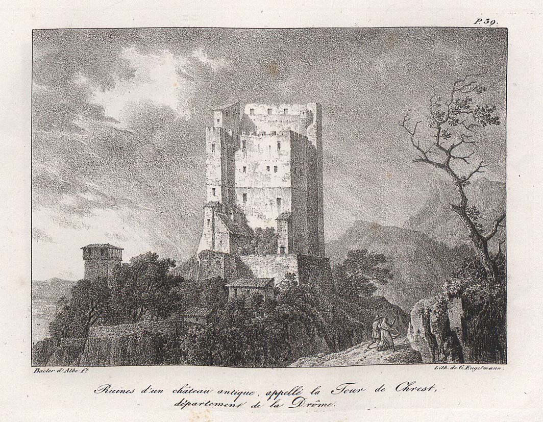 Ruine d'un château antique appelé la Tour de Chrest, département de la Drôme.