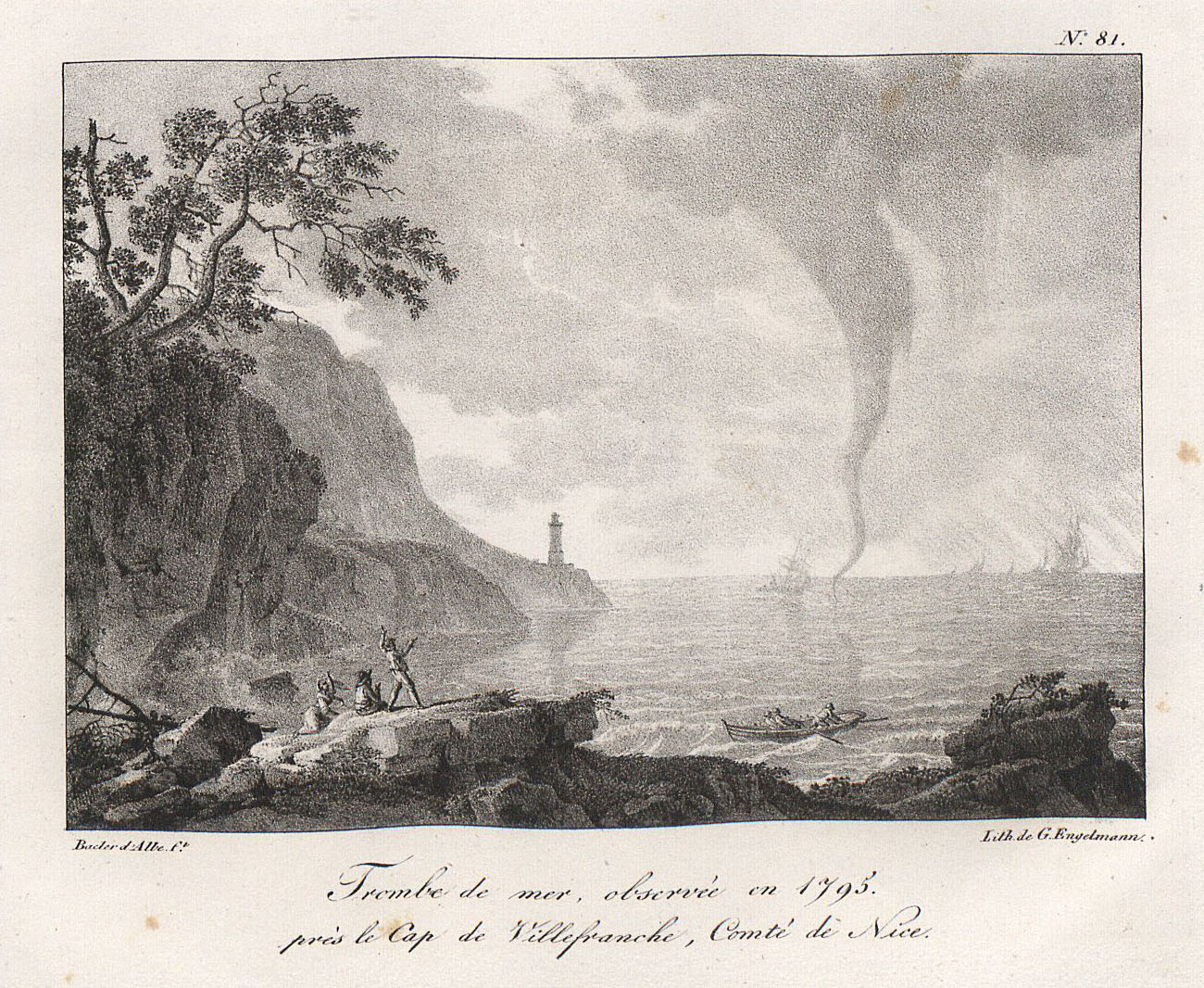 Trombe de mer, observée en 1795. près le Cap de Villefranche, Comté de Nice.