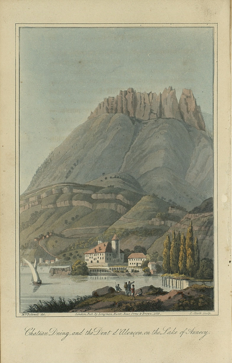 Chateau Duing, and the Dent d'Alençon, on the Lake of Annecy