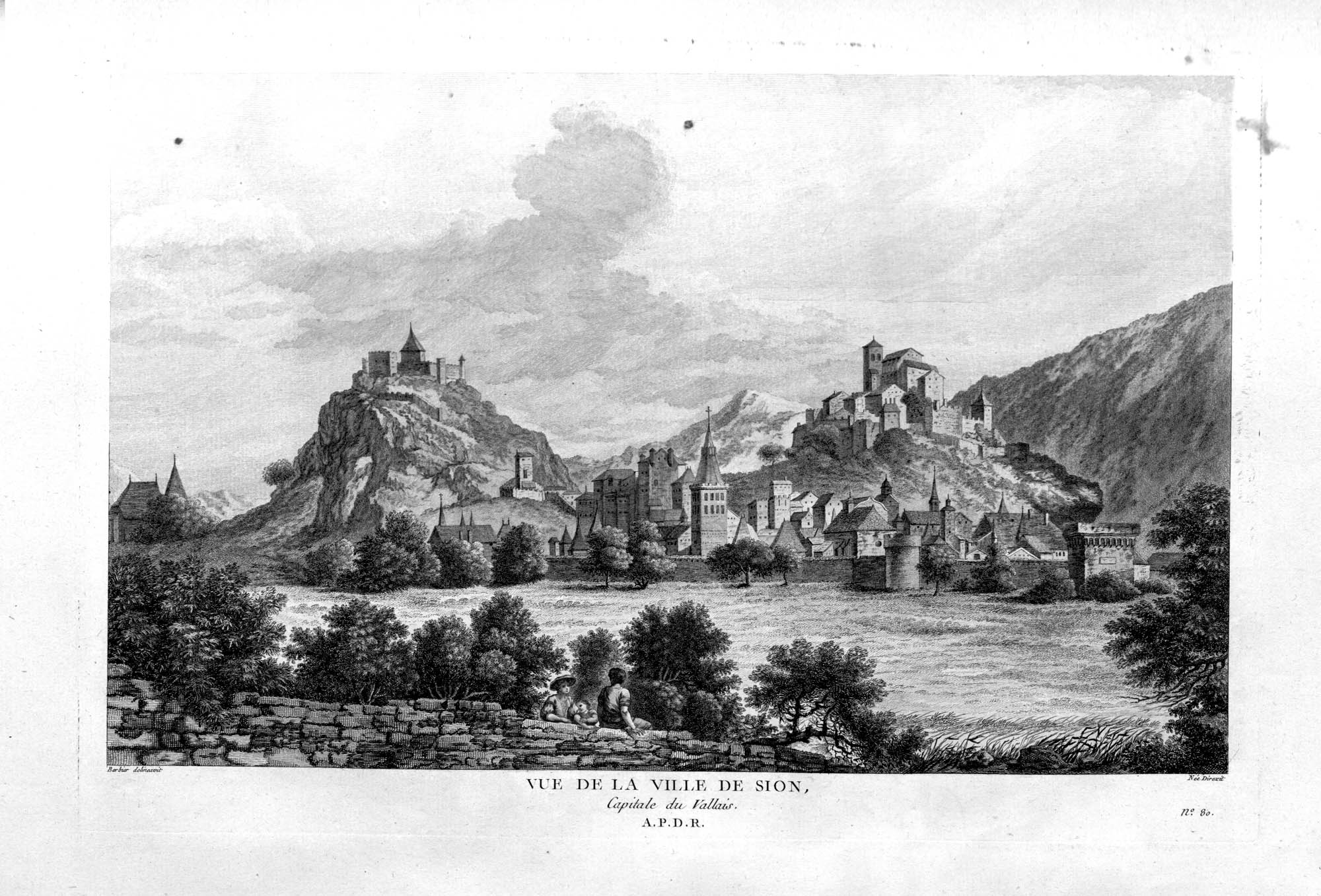 Vue de la ville de Sion, Capitale du Vallais