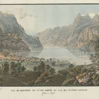 Vue de Brounnen et d'une partie du Lac des Quatres Cantons prise à Wyl