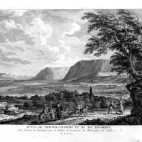 IIè vue de Motier-Travers et de ses environs, dans le Comté de Neuchatel, avec le Tableau de la fermeté du Philosophe de Genêve