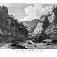 Vue de la Gorge des rochers, Audessus du Village de Corandelin Evêché de Basle