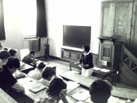 Auditoire de l\'Ancienne Académie à la fin des années 1970. (© UNIL Archives)