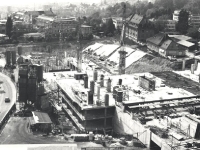 Construction du CHUV, site du Bugnon. (© UNIL Archives)