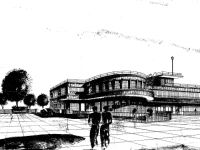 Projet d’aérodrome à Ecublens, plan de l’aérogare douanier, février 1939. (AVL, Fonds administratif architecture, C4 F5 00781)