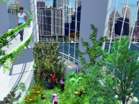 La ferme du futur envisagée en ville, avec des cultures et des élevages par étages. (© The Vertical Ferm Project)