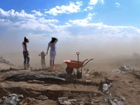 Expédition scientifique menée par l\'Institut d\'archéologie et d\'histoire ancienne à Por-Bajin, Sibérie du Sud, juillet 2007.