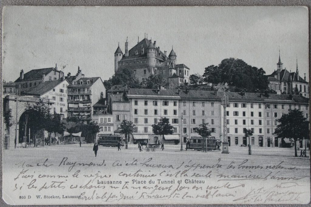 La place du Tunnel Lausanne, 1905, carte postale, collection privée