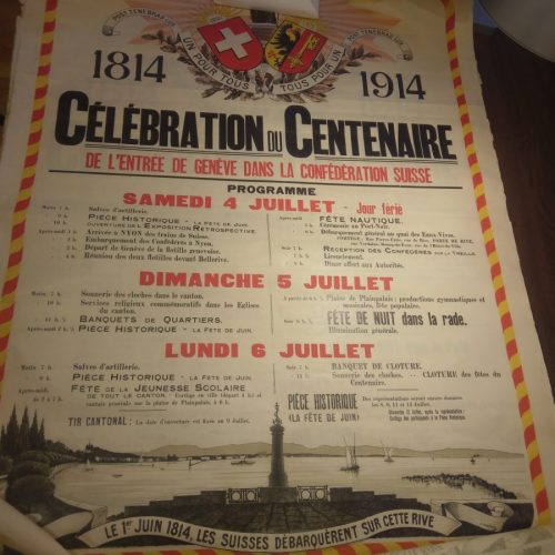 Affiche de la célébration du Centenaire (1814-1914), Archives privées, AEG, 155. 13, ill. A. Gantner.
