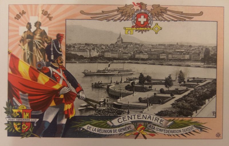 GTR, Centenaire 1914, carte postale officielle, in Genève Suisse, Souvenirs des fêtes du Centenaire (1814-1914), Archives privées, AEG, 272.12.26, [s.p.].