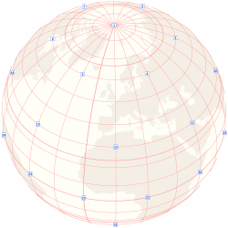 Positionnement des 42 images sur certains croisements de longitudes et latitudes.