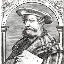 Claude Ptolémée d'Alexandrie, mathématicien (d'après une gravure allemande du XVIe siècle). Source : Wikipedia.