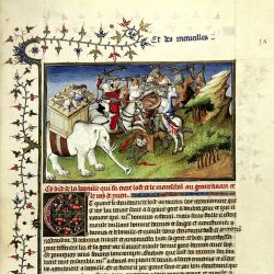Le Devisement du monde fol. 58 droit, manuscrit réalisé entre 1298 et 1299. Source : Wikipedia